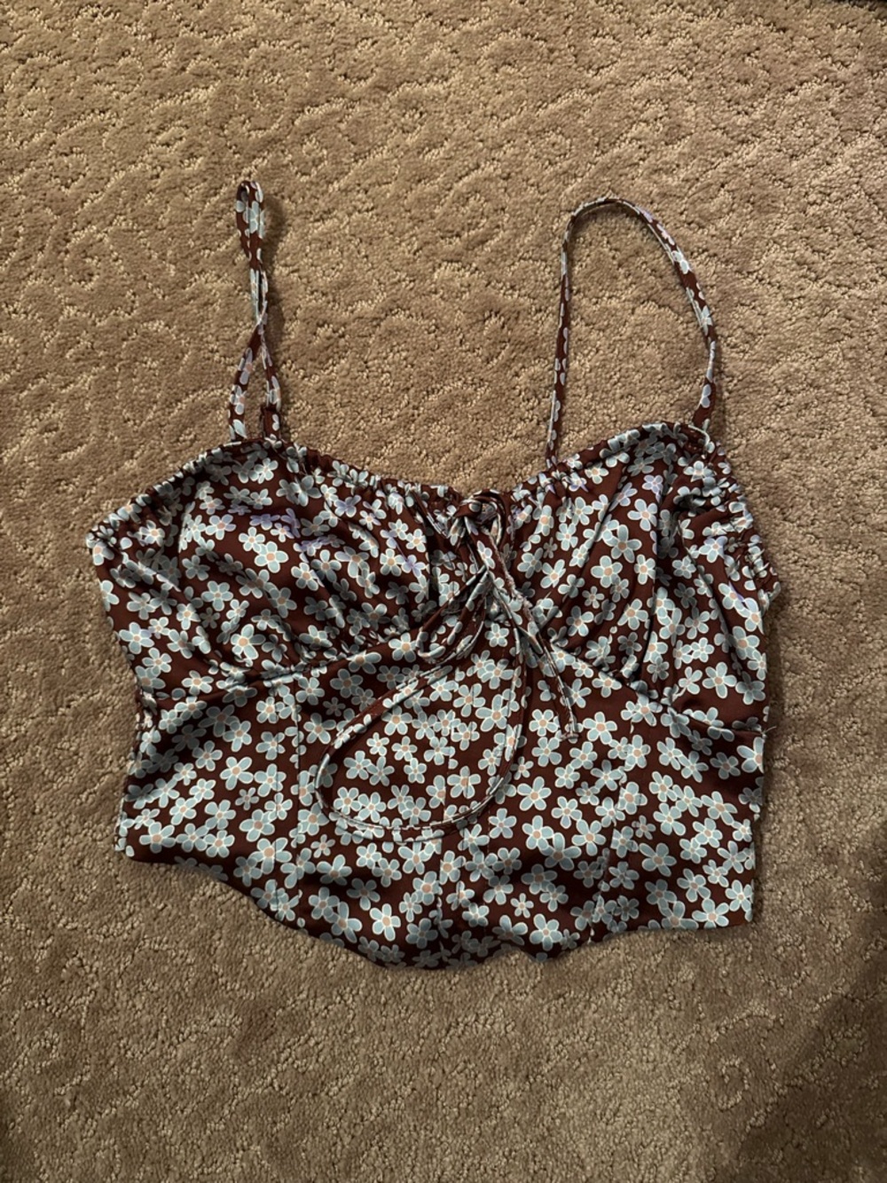 La Hearts Brown Cami with White Floral Print